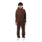 Brown Women's Fleece Tracksuit with Hooded Sweatshirt & Jogger Pants — Iris