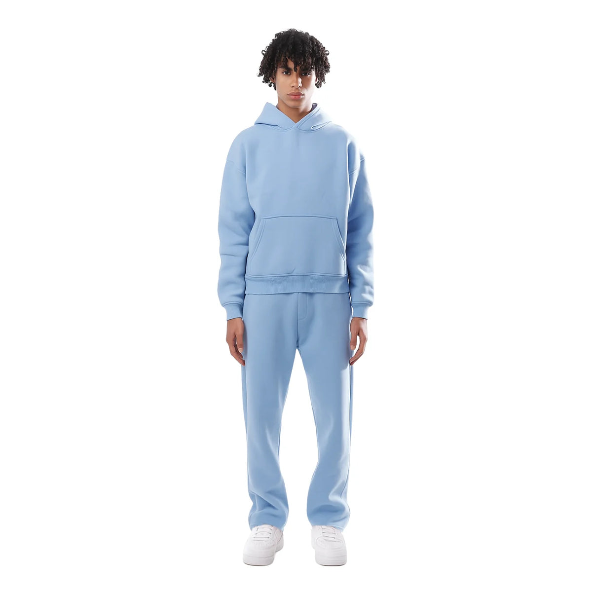 Light Blue Women's Fleece Tracksuit with Hooded Sweatshirt & Jogger Pants — Iris