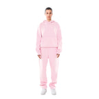 Light Pink Women's Fleece Tracksuit with Hooded Sweatshirt & Jogger Pants — Iris - Front Pose