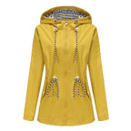 Yellow Women's Rain Jacket With Hood — Scarlett Everyday Waterproof Parka - Flatlay
