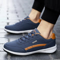 Blue Women's Walking Shoes — Lauren Lace-Up Cushioned Lightweight - Side Profile Worn