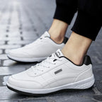 White Women's Walking Shoes — Lauren Lace-Up Cushioned Lightweight - Worn Outdoor View
