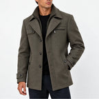 Mint Men's Wool Blend Coat with Zip Collar & Button Closure