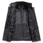 Black Men's Wool Winter Coat with Removable Knit Collar & Tailored Fit — Everett - Interior Lining