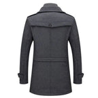 Grey Men's Wool Winter Coat with Removable Knit Collar & Tailored Fit — Everett - Back Full